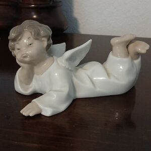 Charming White and Tan Angel Figurine